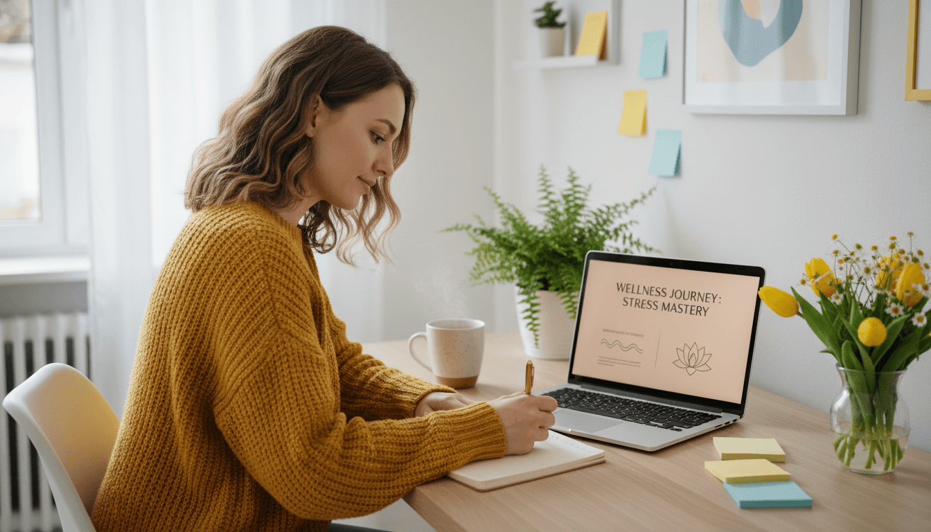 Femme suivant la formation en gestion du stress en ligne