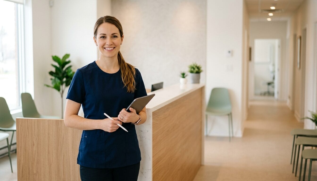 Adjointe administrative dentaire dans une clinique moderne, formation accreditee SOFEDUC