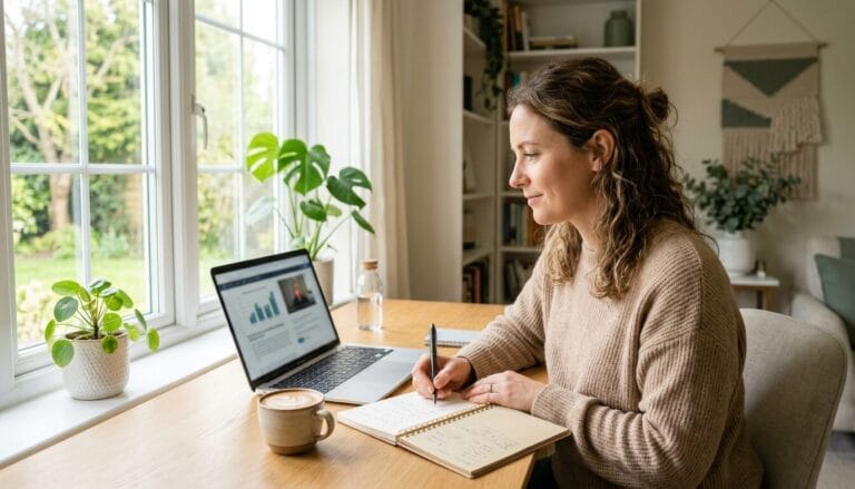 Femme suivant une formation en ligne creditee en unites d education continue
